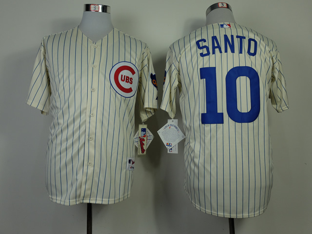 Men Chicago Cubs #10 Santo Cream Throwback 1969 MLB Jerseys->chicago cubs->MLB Jersey